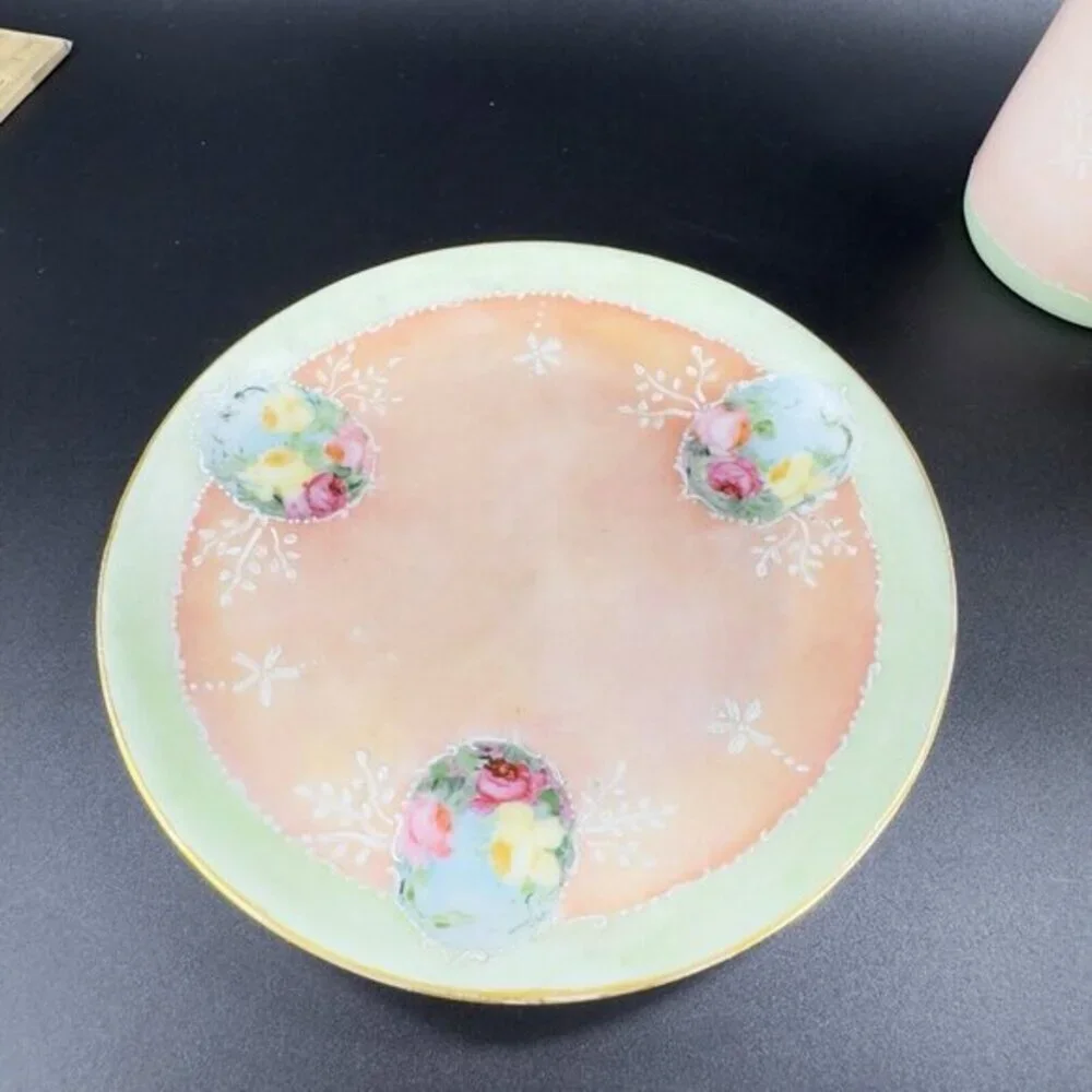 Antique CT Altwasser Silesia Hand Painted Porcelain Sugar Creamer Plate‎ Set 3